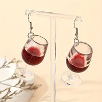1 Pair Cute Wine Glass Resin Drop Earrings sku image 1
