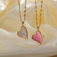 Elegant Sweet Simple Style Heart Shape Copper Enamel Plating Inlay Zircon 18k Gold Plated Pendant Necklace main image 4