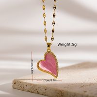 Elegant Sweet Simple Style Heart Shape Copper Enamel Plating Inlay Zircon 18k Gold Plated Pendant Necklace main image 3