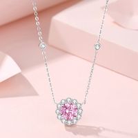 Lady Sun Flower Sterling Silver Plating Inlay Zircon Pendant Necklace main image 1