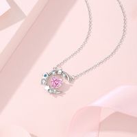 Lady Star Moon Butterfly Sterling Silver Inlay Artificial Gemstones Pendant Necklace main image 5