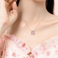 Lady Star Moon Butterfly Sterling Silver Inlay Artificial Gemstones Pendant Necklace main image 2