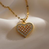 Ig Style Simple Style Devil's Eye Heart Shape Copper Plating Hollow Out Inlay Zircon 18k Gold Plated Pendant Necklace main image 7