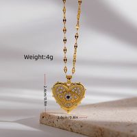 Ig Style Simple Style Devil's Eye Heart Shape Copper Plating Hollow Out Inlay Zircon 18k Gold Plated Pendant Necklace main image 3