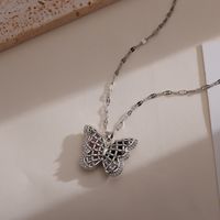 Ig Style Butterfly Copper Plating Hollow Out Inlay Zircon 18k Gold Plated Pendant Necklace main image 4