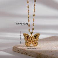 Ig Style Butterfly Copper Plating Hollow Out Inlay Zircon 18k Gold Plated Pendant Necklace main image 3