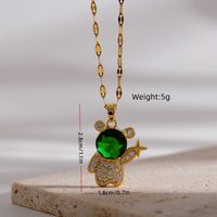 Ig Style Cute Cartoon Bear Copper Plating Inlay Zircon 18k Gold Plated Pendant Necklace main image 2