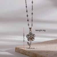 Romantic Sweet Flower Copper Plating Hollow Out Inlay Zircon 18k Gold Plated Pendant Necklace sku image 2