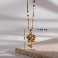 Romantic Sweet Flower Copper Plating Hollow Out Inlay Zircon 18k Gold Plated Pendant Necklace sku image 1