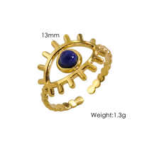 Edelstahl 304 14 Karat Vergoldet Klassischer Stil Überzug Inlay Auge Naturstein Offener Ring sku image 2