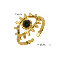304 Stainless Steel 14K Gold Plated Classic Style Plating Inlay Eye Natural Stone Open Rings sku image 3