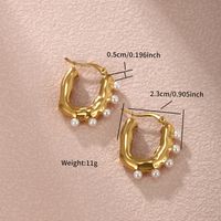 1 Pair Simple Style Round Plating Inlay 304 Stainless Steel Artificial Pearls 18K Gold Plated Earrings sku image 6