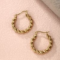 1 Pair Simple Style Round Plating Inlay 304 Stainless Steel Artificial Pearls 18K Gold Plated Earrings main image 5