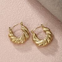 1 Pair Simple Style Round Plating Inlay 304 Stainless Steel Artificial Pearls 18K Gold Plated Earrings main image 7