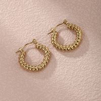 1 Pair Simple Style Round Plating Inlay 304 Stainless Steel Artificial Pearls 18K Gold Plated Earrings main image 4