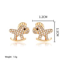 1 Pair Cute Xuping Sweet Horse Plating Inlay Copper Alloy Artificial Gemstones 18k Gold Plated Ear Studs main image 6