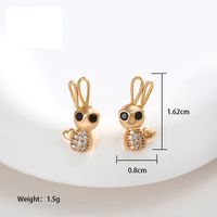 1 Pair Cute Xuping Sweet Rabbit Plating Copper Alloy 18k Gold Plated Ear Studs main image 6