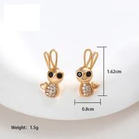 1 Pair Cute Xuping Sweet Rabbit Plating Copper Alloy 18k Gold Plated Ear Studs sku image 1