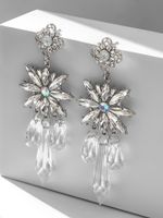 1 Paire Dame Fleur Incruster Strass Zircon Boucles D'oreilles main image 3