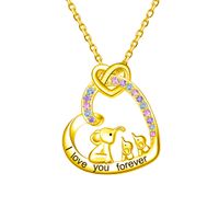 Cute Sweet Heart Shape Alloy Plating Inlay Rhinestones Gold Plated Silver Plated Women's Necklace sku image 1