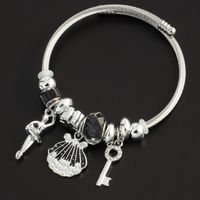 Sexy Simple Style Shell Key Stainless Steel White Gold Plated Crystal Bracelets In Bulk sku image 1