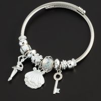 Sexy Simple Style Shell Key Stainless Steel White Gold Plated Crystal Bracelets In Bulk main image 3
