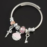 Sexy Simple Style Shell Key Stainless Steel White Gold Plated Crystal Bracelets In Bulk main image 4