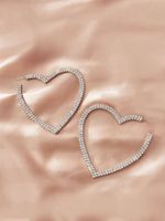 1 Pair Elegant Simple Style Korean Style Heart Shape Inlay Alloy Artificial Rhinestones Earrings main image 3