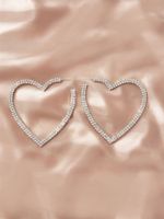 1 Pair Elegant Simple Style Korean Style Heart Shape Inlay Alloy Artificial Rhinestones Earrings main image 1