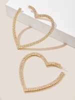 1 Pair Elegant Simple Style Korean Style Heart Shape Inlay Alloy Artificial Rhinestones Earrings main image 6