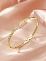 Simple Style Round Copper Inlay Zircon Bangle main image 6