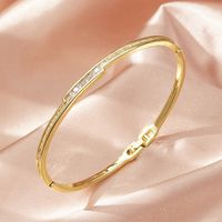 Simple Style Round Copper Inlay Zircon Bangle sku image 1