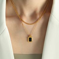 Vintage Style Simple Style Square Arylic Titanium Steel Plating 18k Gold Plated Women's Necklace main image 3