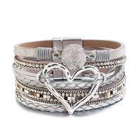 Wholesale Jewelry Streetwear Geometric Heart Shape Pu Leather Alloy Plating Bangle sku image 16