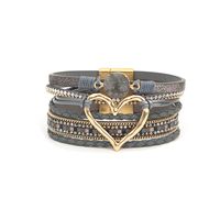 Wholesale Jewelry Streetwear Geometric Heart Shape Pu Leather Alloy Plating Bangle sku image 7