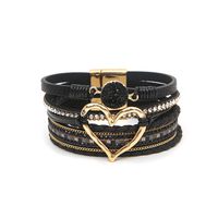 Wholesale Jewelry Streetwear Geometric Heart Shape Pu Leather Alloy Plating Bangle sku image 3
