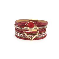 Wholesale Jewelry Streetwear Geometric Heart Shape Pu Leather Alloy Plating Bangle sku image 12