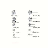 6 Paires Style Simple Brillant Rond Incruster Acier Inoxydable Diamant Boucles D'Oreilles main image 2