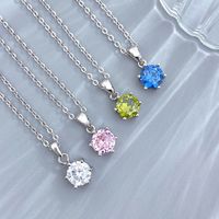Casual Solid Color Sterling Silver Plating Inlay Moissanite White Gold Plated Necklace main image 1