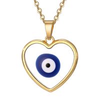 Casual Simple Style Heart Shape Eye Alloy Resin Women's Pendant Necklace main image 4