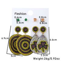Wholesale Jewelry Commute Shiny Heart Shape Flower Alloy Cloth Rhinestones Inlay Earrings sku image 3