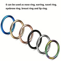 6 Pieces Lip Rings Simple Style Round Stainless Steel Plating 18K Gold Plated main image 4