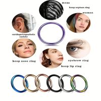 6 Pieces Lip Rings Simple Style Round Stainless Steel Plating 18K Gold Plated main image 1