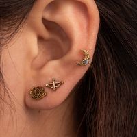 1 Piece Ear Cartilage Rings & Studs Vintage Style Simple Style Moon Butterfly 316 Stainless Steel  Inlay Zircon main image 1
