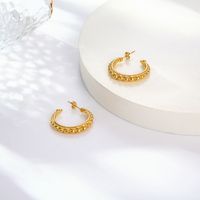 1 Pair Elegant Vintage Style French Style C Shape Polishing Plating 304 Stainless Steel 18K Gold Plated Earrings main image 3