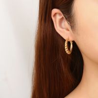 1 Pair Elegant Vintage Style French Style C Shape Polishing Plating 304 Stainless Steel 18K Gold Plated Earrings main image 5