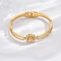 Lady Life Tree 304 Stainless Steel 14K Gold Plated Zircon Bangle In Bulk main image 3