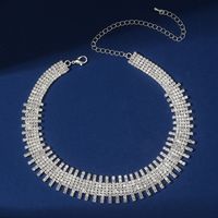 Lady Solid Color Alloy Plating Inlay Rhinestones Silver Plated Women's Necklace main image 2