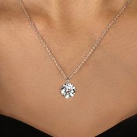 Casual Solid Color Sterling Silver Plating Inlay Moissanite Rose Gold Plated White Gold Plated Gold Plated Pendant Necklace main image 1