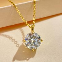Casual Solid Color Sterling Silver Plating Inlay Moissanite Rose Gold Plated White Gold Plated Gold Plated Pendant Necklace main image 3